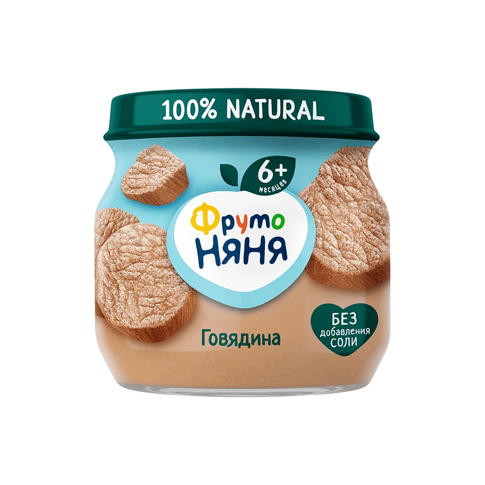 Фрутоняня детское пюре, пюре, 80 г, 1 шт, говядина фото