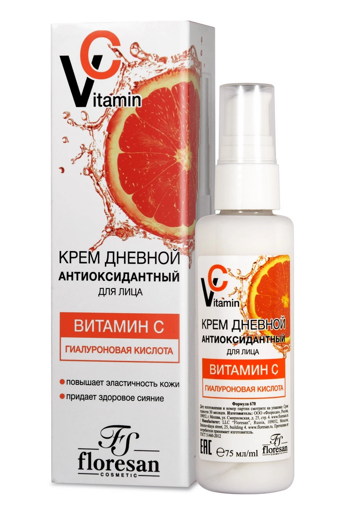 Floresan Vitamin C крем для лица дневной антиоксидантный, крем для лица, 75 мл, 1 шт. фото