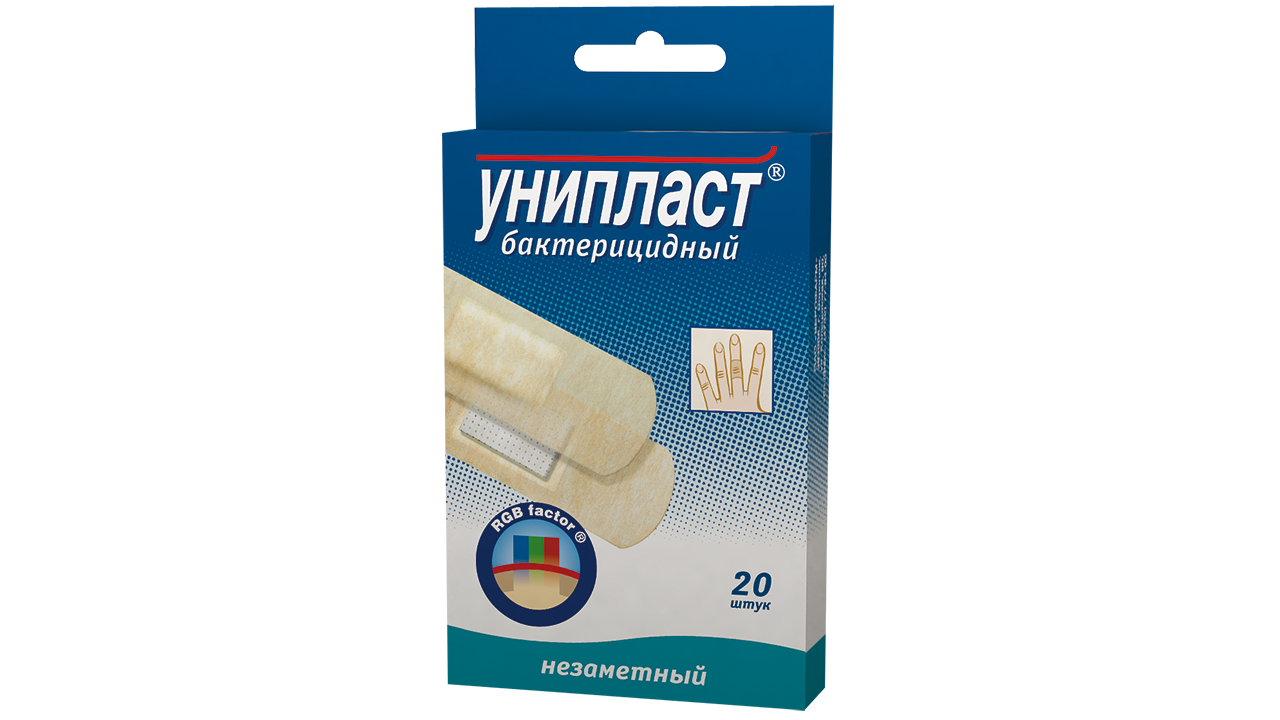 Унипласт Лейкопластырь бактерицидный незаметный, 1.9 см х 7.2 см, пластырь, 20 шт. фото