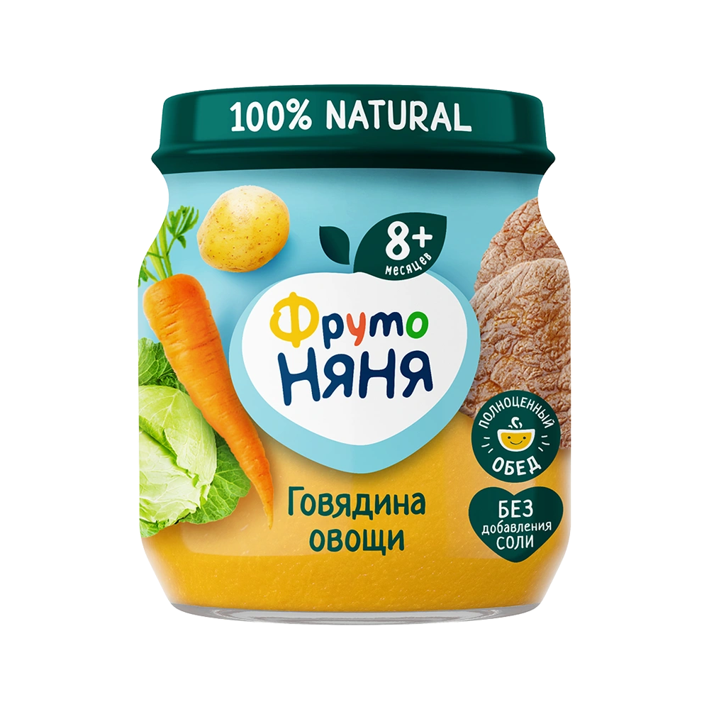 Фрутоняня детское пюре, пюре, 100г, 1 шт, говядина + овощи фото