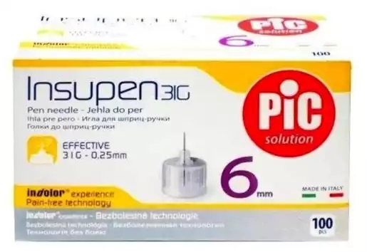 Insupen Иглы для инсулиновой шприц-ручки, 100 шт, 31G (0.25x6 мм) фото