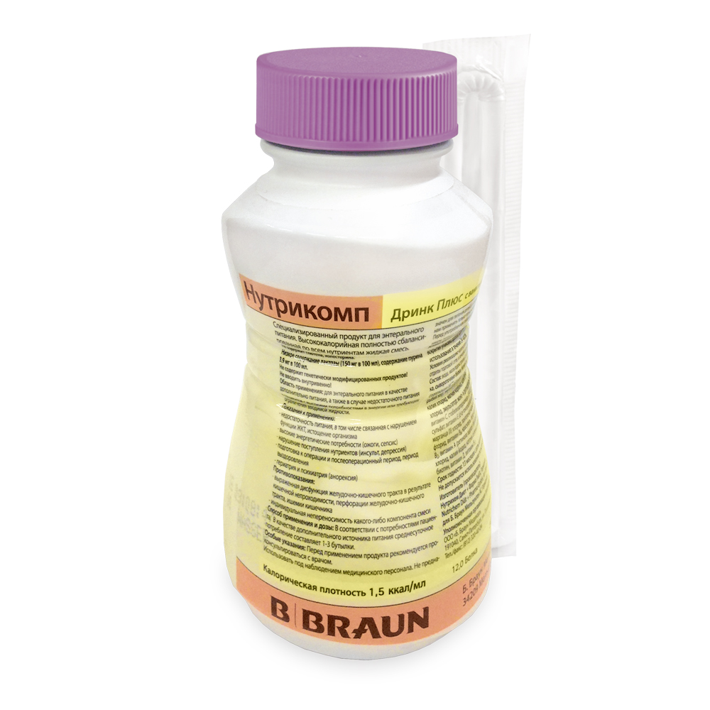 Нутрикомп Дринк Плюс, смесь для энтерального питания, 200 мл, 1 шт, банан фото