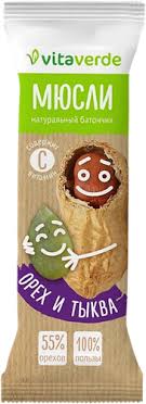 Vitaverde батончик мюсли, батончик, 40 г, 1 шт, орех + семена тыквы фото