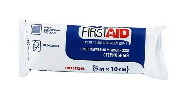 Ферстэйд Бинт марлевый медицинский стерильный, 10 см х 5 м, 1 шт. фото