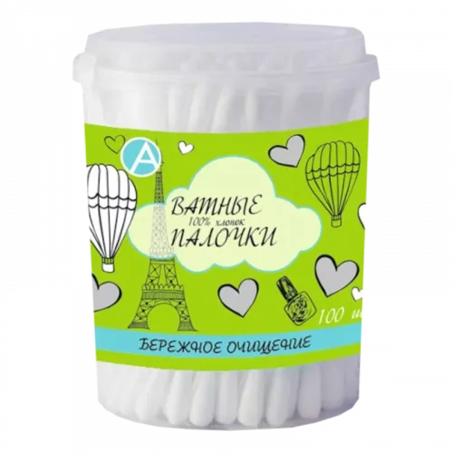 Апрель ватные палочки, ватные палочки в стакане, 100 шт. фото