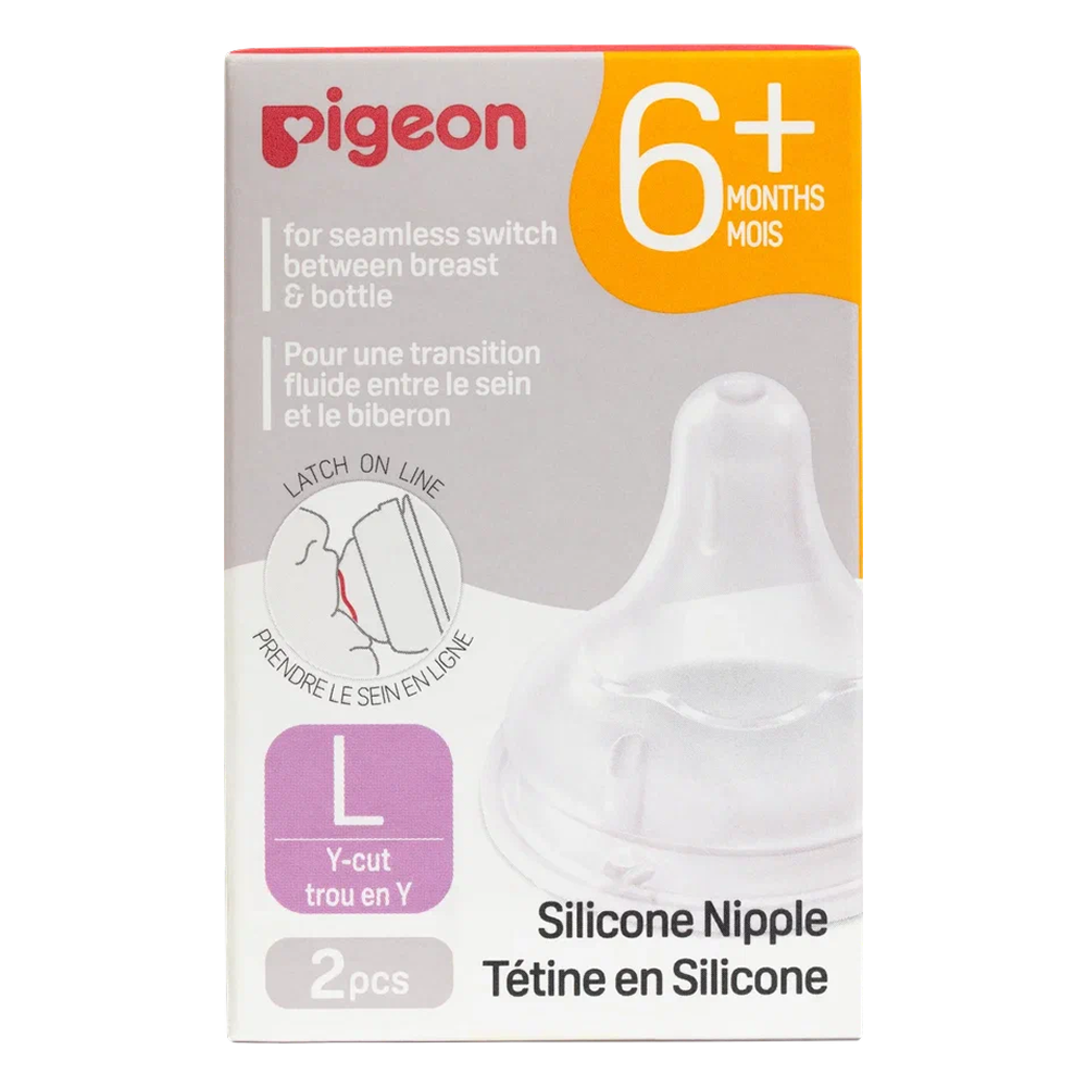 Pigeon Baby Softtouch Соска силиконовая для бутылочек с широким горлом, Large L, соска молочная, 2 шт. фото