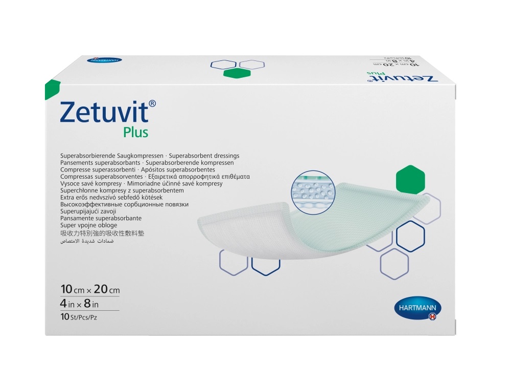 Zetuvit Plus Повязка суперабсорбирующая стерильная, 10 см х 20 см, повязка стерильная, 10 шт. фото