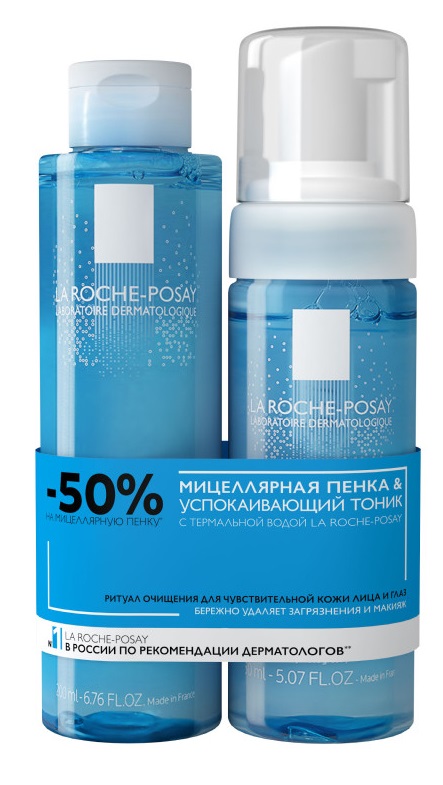 La Roche-Posay Успокаивающий тоник 200 мл + Мицеллярная пенка 150 мл, набор, 1 шт. фото