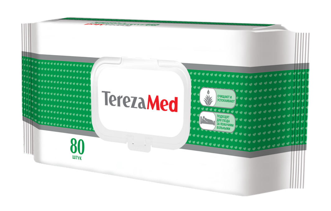 TerezaMed Салфетки влажные с алоэ вера, салфетки, 80 шт. фото