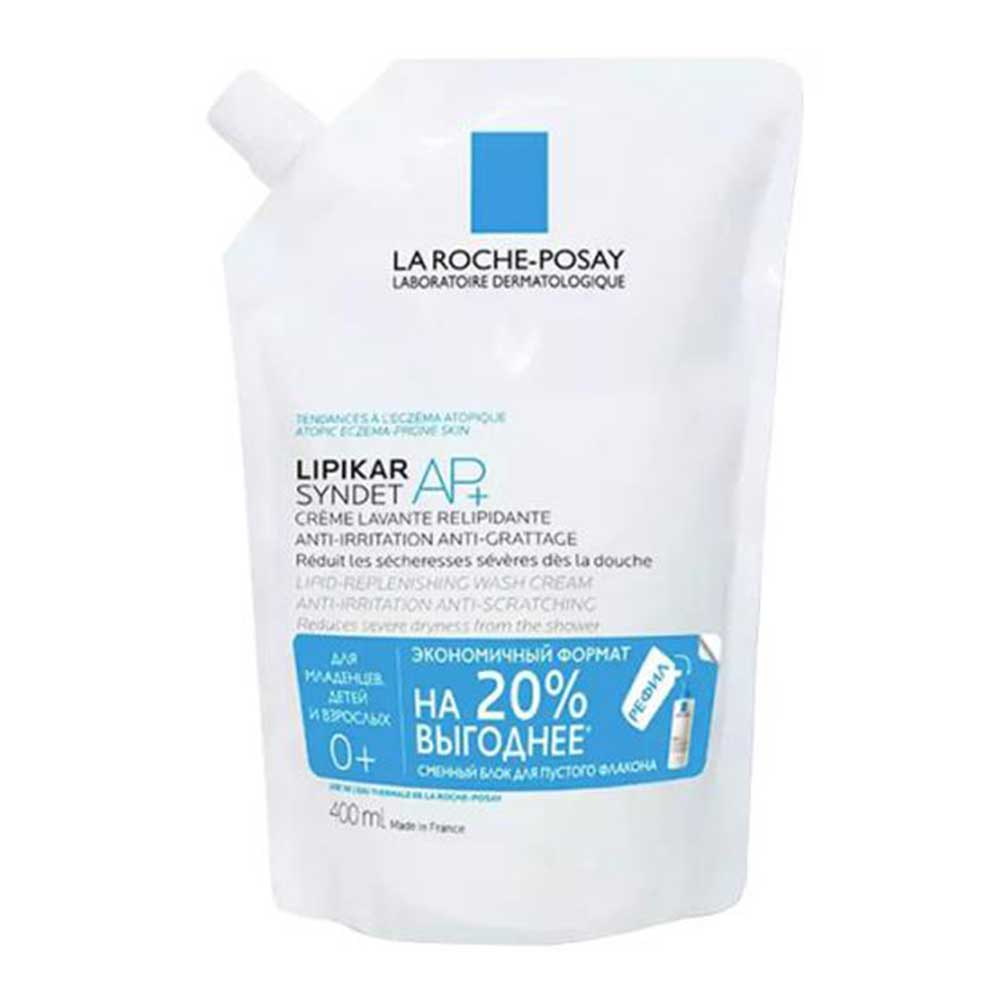 La Roche-Posay Lipikar Syndet AP+ очищающий крем-гель, гель для умывания, 400 мл, 1 шт, сменный блок фото