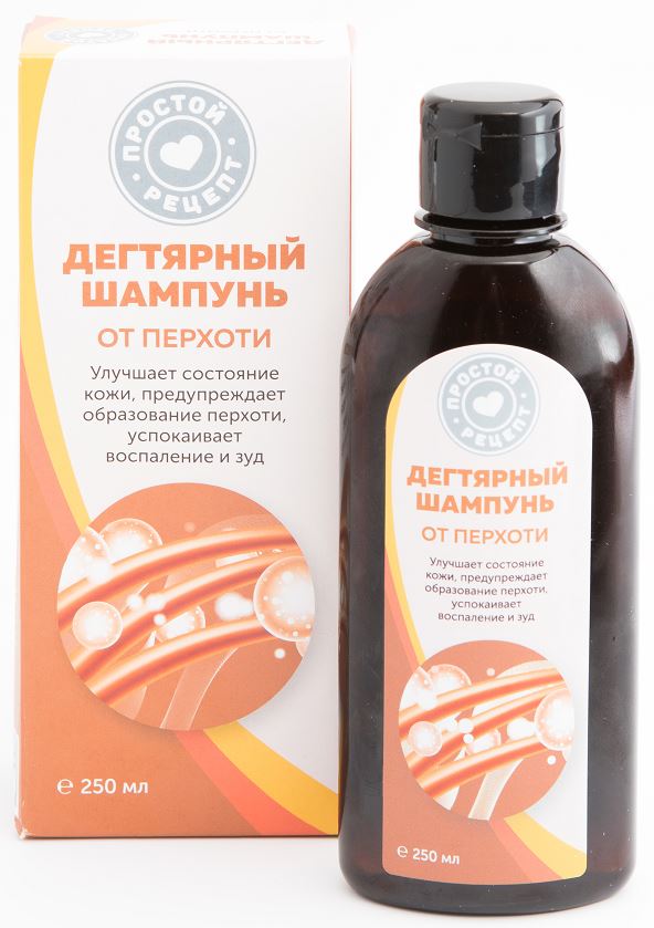 Простой рецепт Шампунь дегтярный от перхоти, шампунь, 250 мл, 1 шт. фото