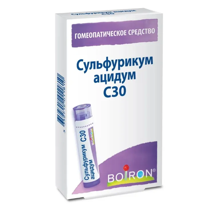 Сульфурикум ацидум C30, гранулы гомеопатические, 4 г, 1 шт. фото