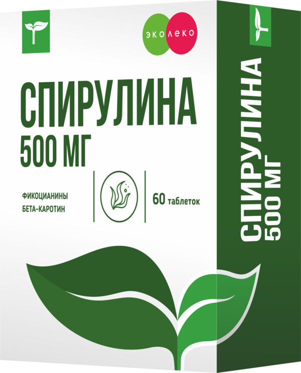 Эколеко Спирулина, 500 мг, таблетки, 60 шт. фото