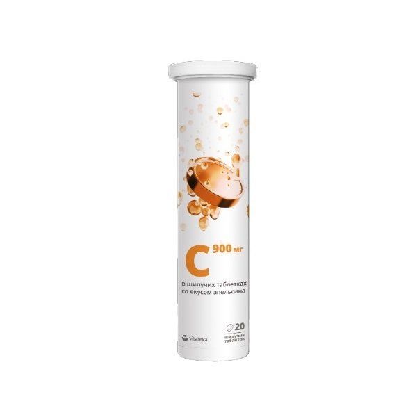 Витатека Витамин C, 900 мг, таблетки шипучие, 20 шт, апельсин фото