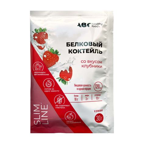 ABC Хэлси Фуд Slim Line Провита белковый коктейль, порошок, 30 г, 1 шт, с клубничным вкусом фото