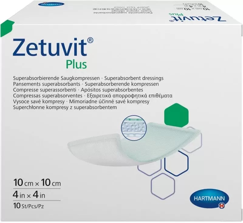 Zetuvit Plus Повязка суперабсорбирующая стерильная, 10 см х 10 см, повязка стерильная, 10 шт. фото