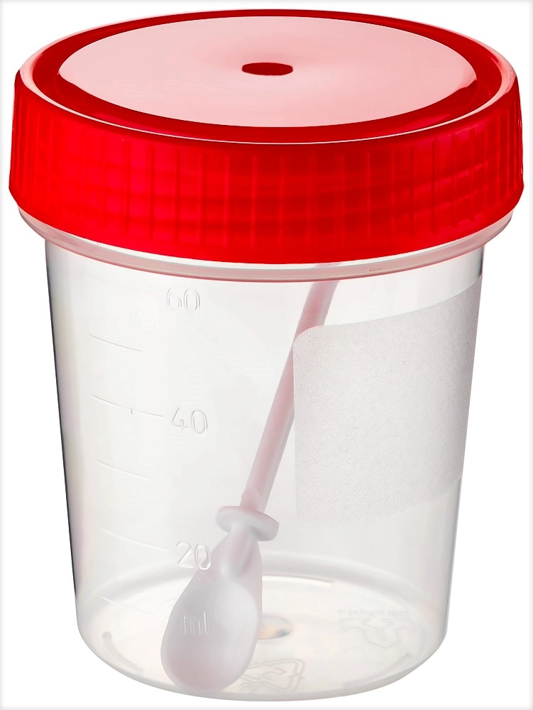 Контейнер для биопроб, 60 мл, 1 шт, с лопаткой фото