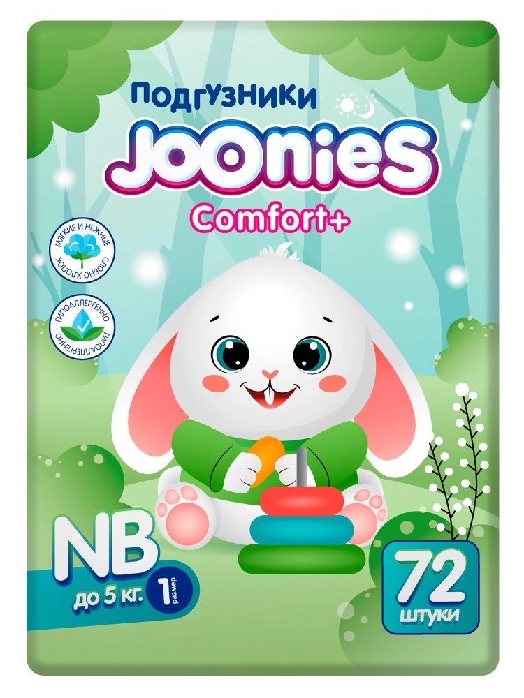 Joonies Comfort Plus Подгузники-трусики для детей, р. M, 72 шт, 6-11 кг фото
