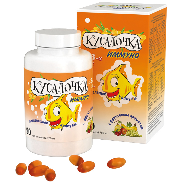 Кусалочка иммуно, 750 мг, капсулы жевательные, 90 шт. фото
