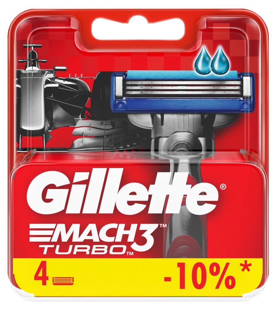 Gillette Mach 3 Turbo Кассеты, 4 шт. фото