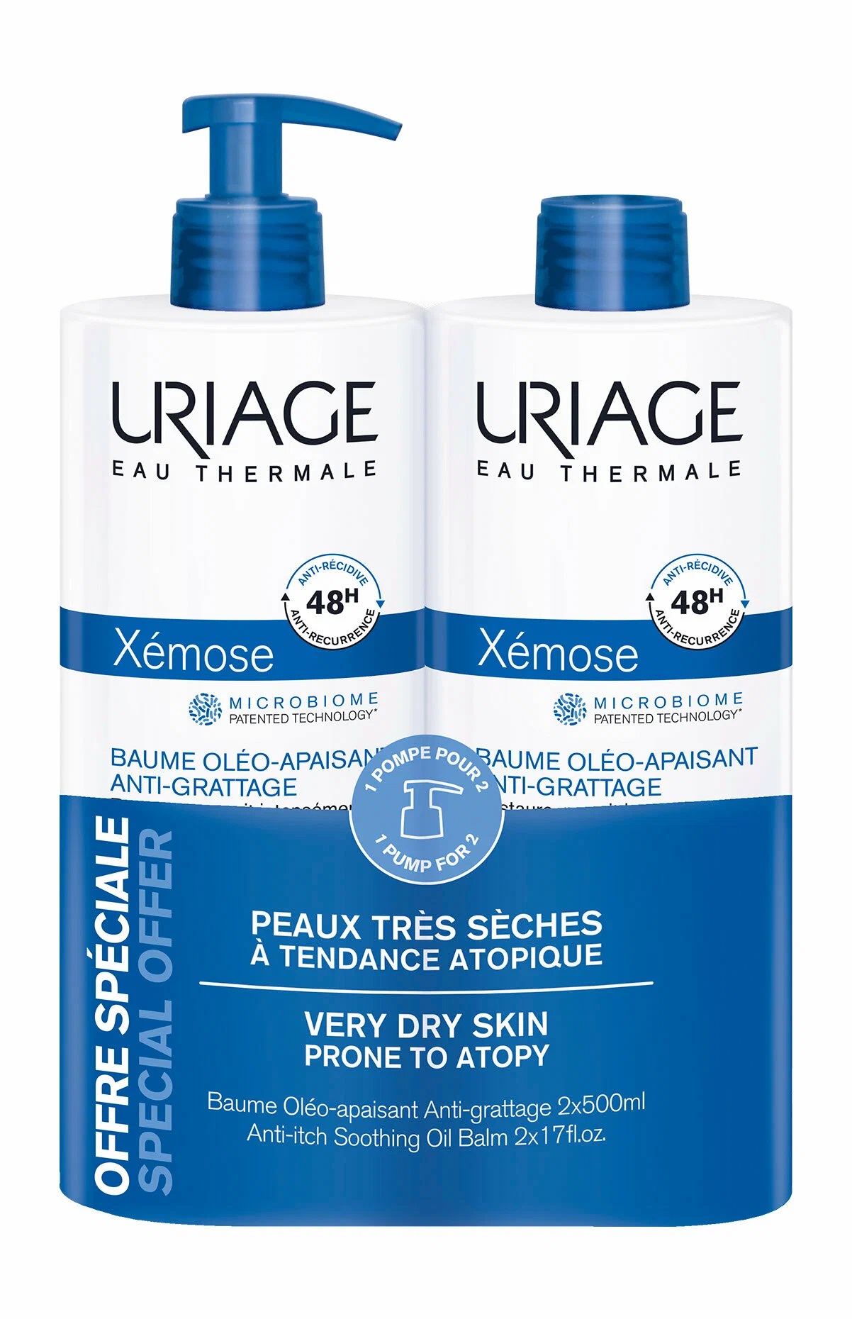 Uriage Xemose бальзам липидовосстанавливающий, набор, 500 мл, 2 шт. фото