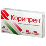 Корипрен, 10 мг+20 мг, таблетки, покрытые пленочной оболочкой, 28 шт. фото
