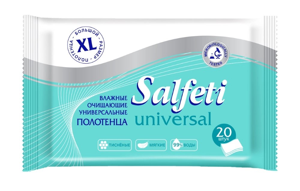 Salfeti полотенца влажные очищающие универсальные, полотенца влажные, 20 шт. фото