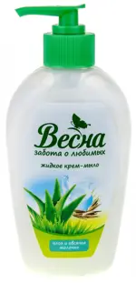 Весна Крем-мыло жидкое, мыло жидкое, 280 мл, 1 шт, с алоэ и овсяным молочком фото