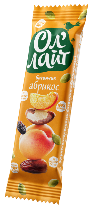 Ол лайт, батончик фруктово-ореховый, 30 г, 1 шт, абрикос фото