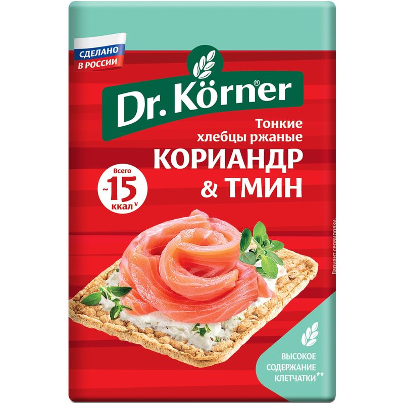 Доктор Кернер Хлебцы ржаные, хлебцы, 100 г, 1 шт, кориандр + тмин фото
