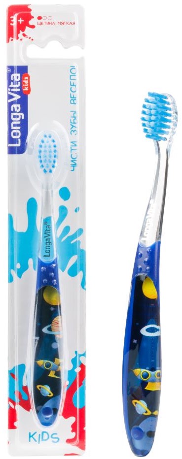 Longa Vita Kids Стекляшка Зубная щетка для детей с 3 лет, 1 шт, цвет в ассортименте, мягкая щетина, арт. F-22 фото