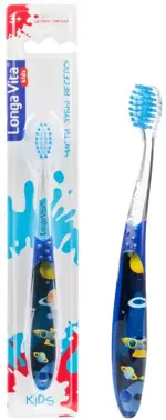 Longa Vita Kids Стекляшка Зубная щетка для детей с 3 лет, 1 шт, цвет в ассортименте, мягкая щетина, арт. F-22 фото