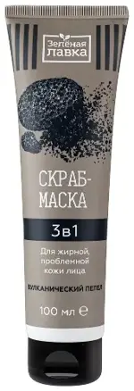 Зеленая лавка скраб-маска 3 в 1, 100 мл, 1 шт, на основе вулканического пепла фото