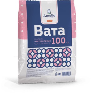 Амелия Ватные шарики, 70 г, 100 шт. фото