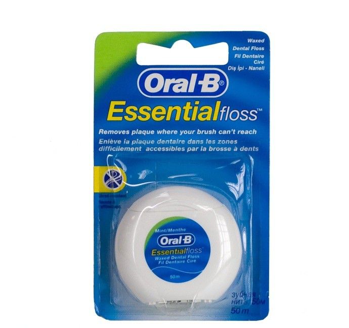 Oral-B Essential Floss Зубная нить вощеная, 50 м, 1 шт, мята фото