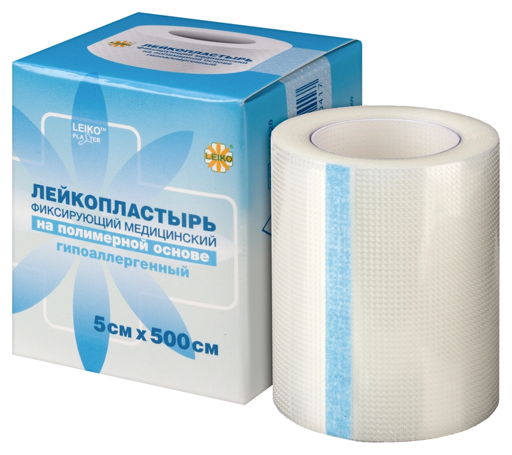 Leiko Пластырь фиксирующий, 5 см х 5 м, лейкопластырь, 1 шт, полимерная основа фото