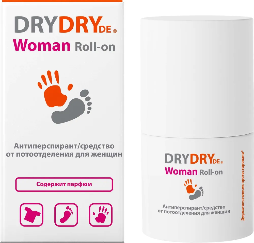 Dry Dry Woman Дезодорант при нормальном и обильном потоотделении парфюмированный, антиперспирант ролик, 50 мл, 1 шт. фото