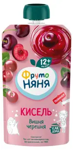 Фрутоняня кисель, 12+ мес, кисель, 130 г, 1 шт, вишня + черешня фото