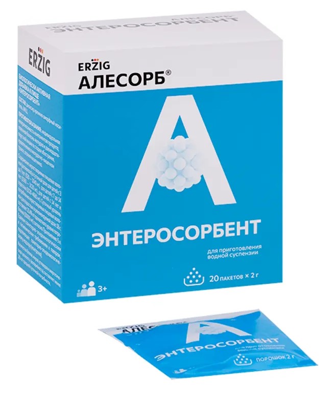 Алесорб Энтеросорбент, порошок для приготовления суспензии для приема внутрь, 2 г, 20 шт, с 3-х лет фото