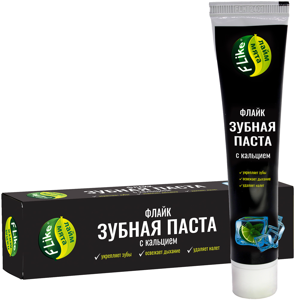 Флайк Зубная паста с кальцием, зубная паста, 100 г, 1 шт, лайм + мята фото