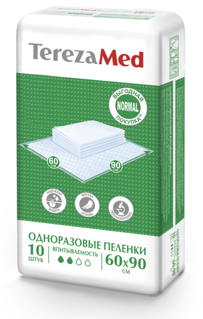 TerezaMed Normal Пеленки одноразовые, 60 см х 90 см, 10 шт. фото