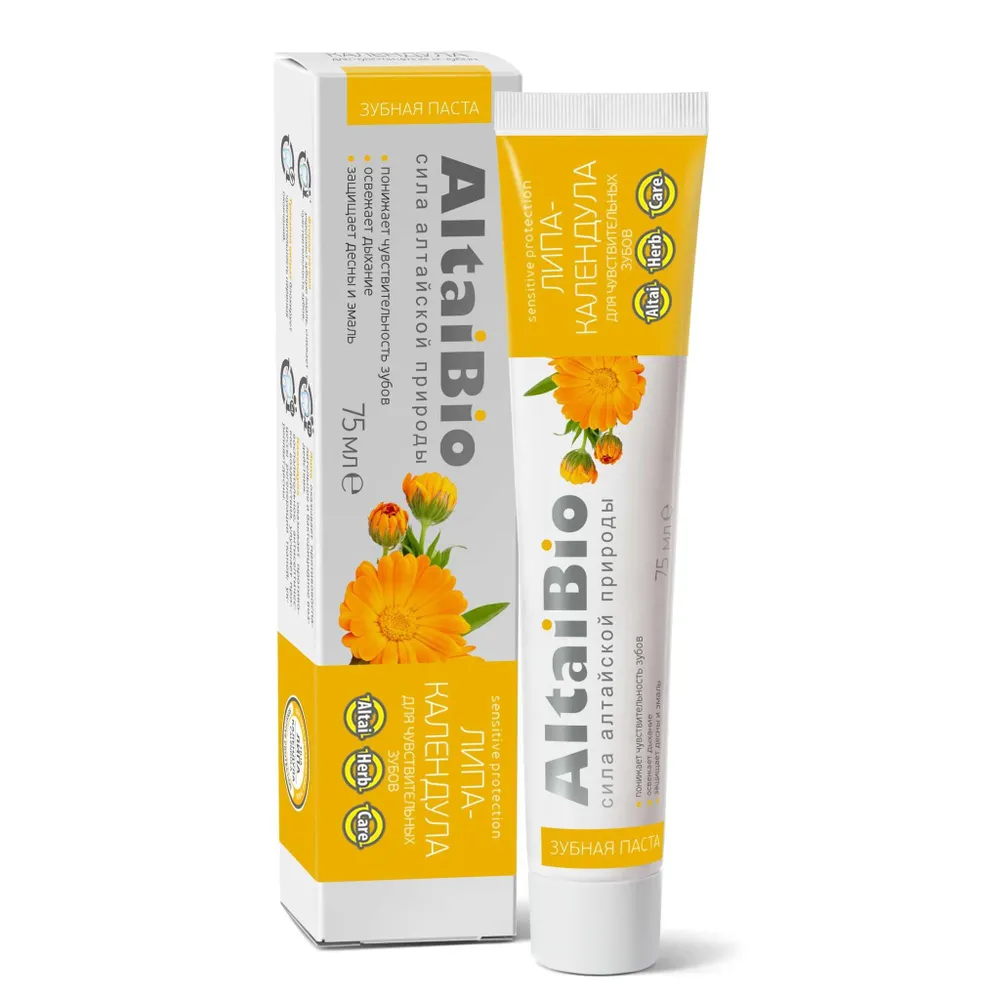 Altaibio Зубная паста Липа-Календула, паста зубная, 75 мл, 1 шт, для чувствительных зубов фото