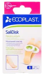 Ecoplast SaliDisk Пластырь противомозольный, 1.9 см х 7.2 см, 6 шт, при сухих мозолях фото