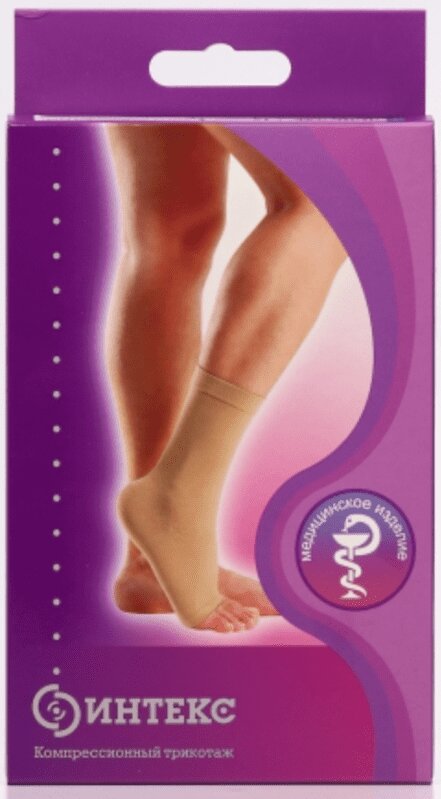 Интекс бандаж на голеностопный сустав, 1 класс компрессии, р. M, 1 шт, бежевый фото