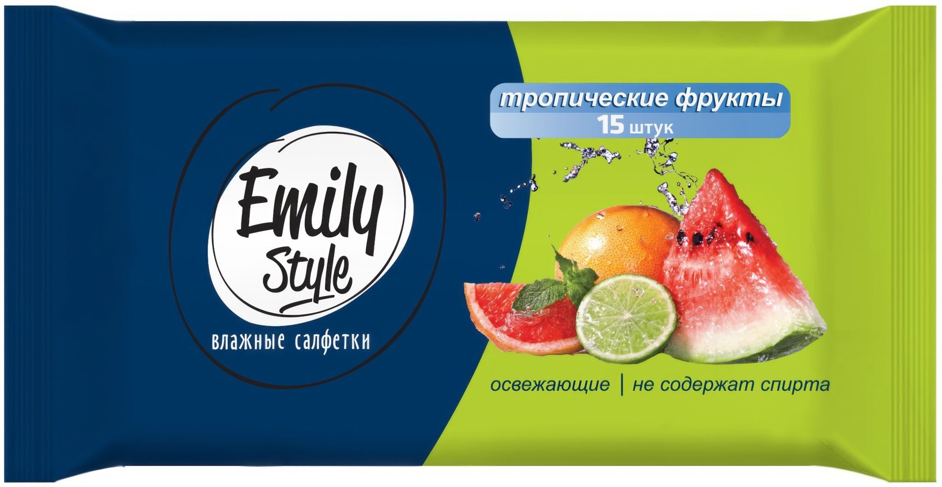 Emily Style Салфетки влажные универсальные, салфетки влажные, 15 шт, тропические фрукты фото