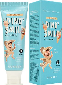 Consly dinos smile зубная паста детская гелевая c ксилитом, паста зубная, 60 г, 1 шт, пломбир фото