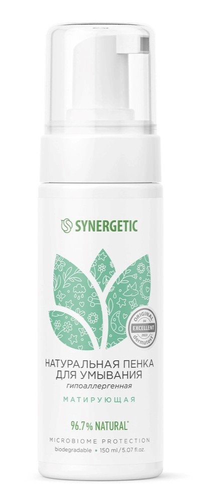 Synergetic пенка для умывания натуральная матирующая, пенка, 150 мл, 1 шт. фото