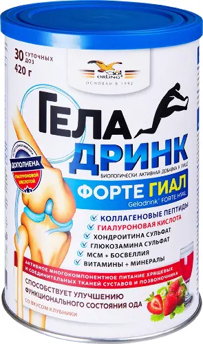 Геладринк Форте Гиал, порошок, 420 г, 1 шт, клубника фото