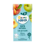 Фрутоняня сок, сок, 200 мл, 1 шт, яблоко + персик, без сахара фото