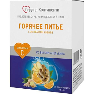 Сердце Континента Горячее питье, порошок для приема внутрь, 10 г, 10 шт, апельсин + имбирь фото